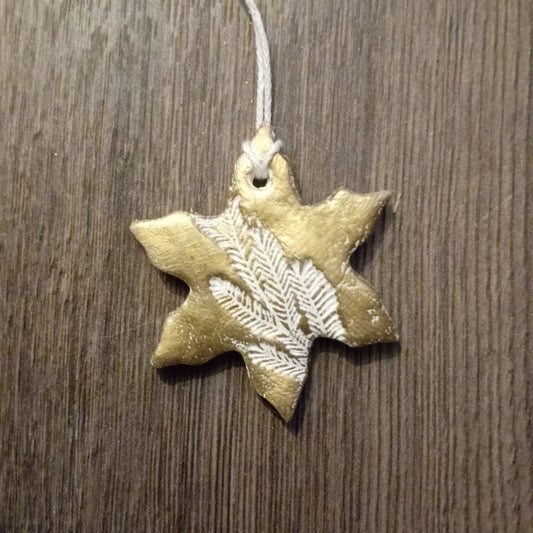 Gold Snowflake Clay Tree Ornaments