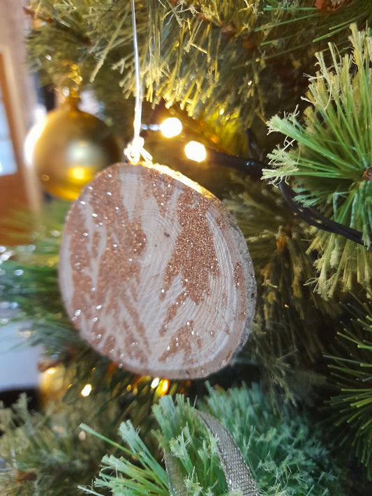 Round Wooden Tree Decorations Hand Made
